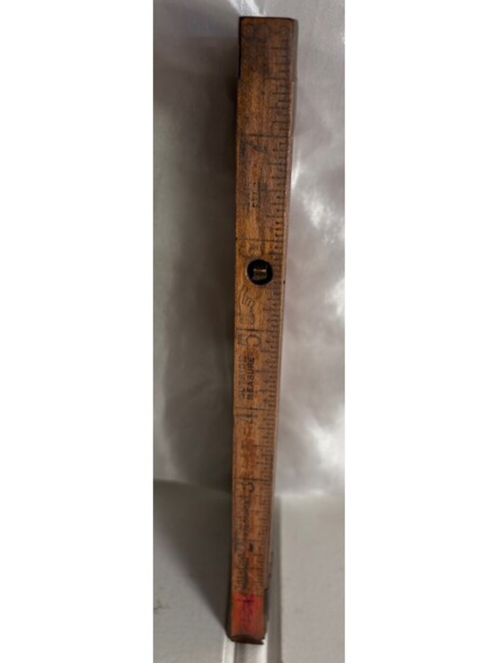 Rare Antique Wooden And Brass Slide-Out Tape Measure By Interlox Tool Co.
